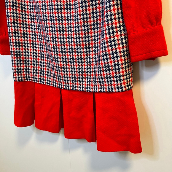Vintage 1960s Mod Wool Dress Junior 9 Red Houndstooth The Young Look - Picture 6 of 16